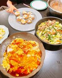 みきママ『カニ玉とバナナチョコ生タルトです！！』