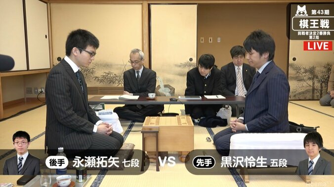 勝てば挑戦権獲得　永瀬七段対黒沢五段　ファンは永瀬七段勝利67％／棋王戦挑戦者決定戦 1枚目