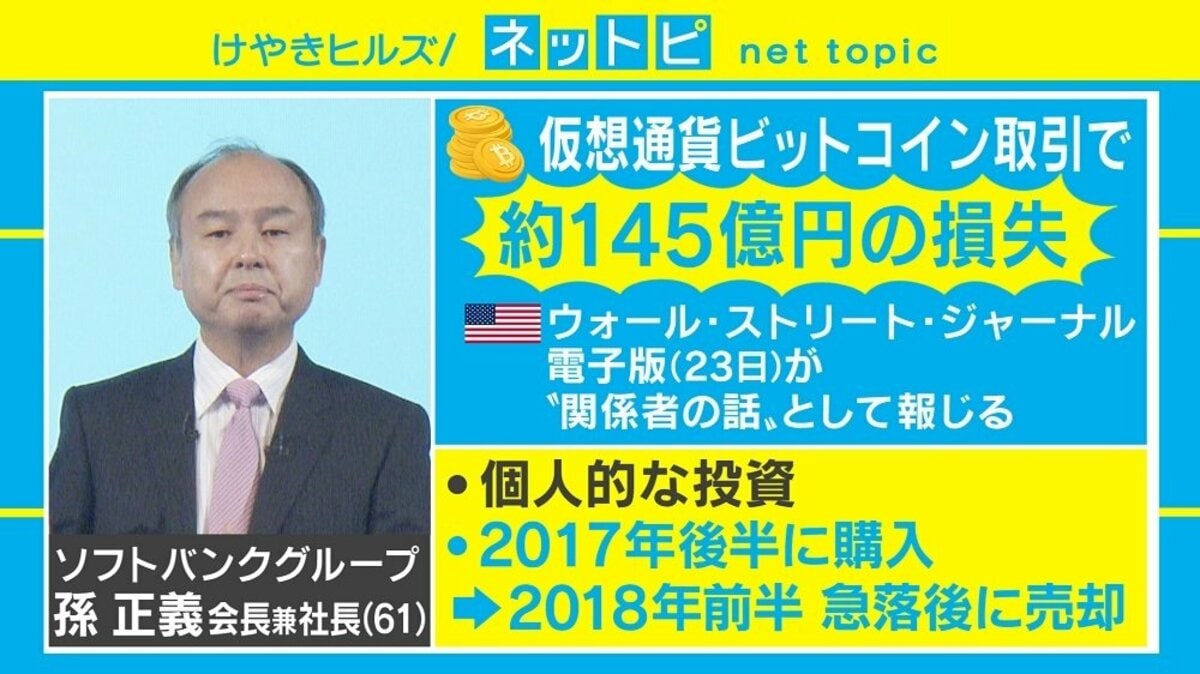 孫正義氏“ビットコインで巨額損失”報道に様々な声、総資産2兆円超えで「まぁいいや」レベル？ | 国内 | ABEMA TIMES | アベマタイムズ