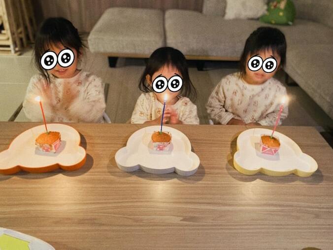  ノンスタ石田の妻、三女の月誕生日に双子がスイーツ作り「全部自分たちで作ってくれました」  1枚目