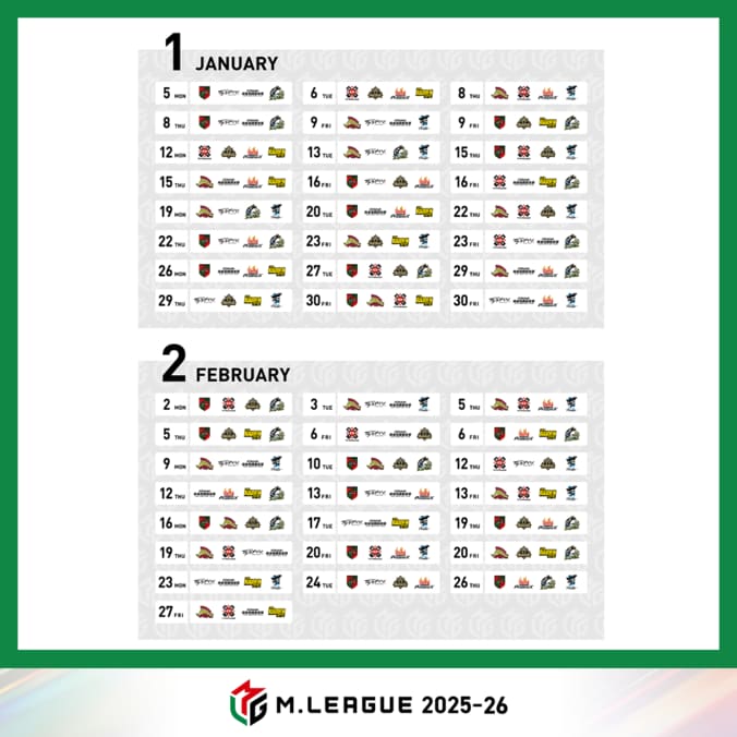 Mリーグ2025-26シーズン レギュラーシーズンの試合スケジュールを発表 各チーム120試合、全300試合に 賞金額アップ、個人賞も増設 4枚目