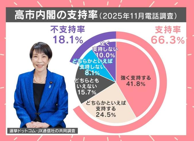 高市内閣の支持率（2025年11月電話調査）