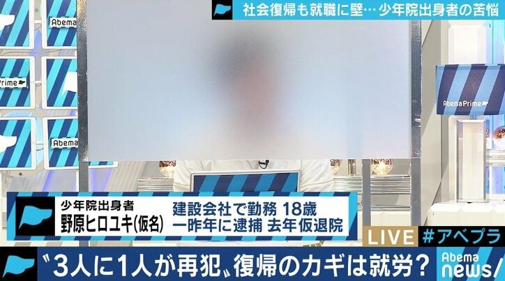 家族に見放され、仕事が無いため再犯も…少年院退院者たちの葛藤 カンニング竹山「落胆することはない」