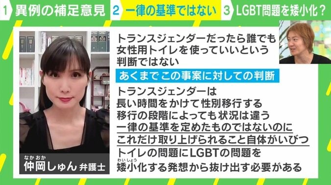 「日本人は“大きな宿題”が出された」 トランスジェンダー “女性用トイレの使用制限”違法　裁判官が“異例”の補足意見 3枚目