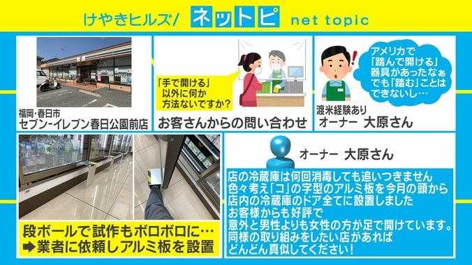 冷蔵庫のドアを足で開ける？福岡のコンビニの画期的な新型コロナ感染防止策 2枚目