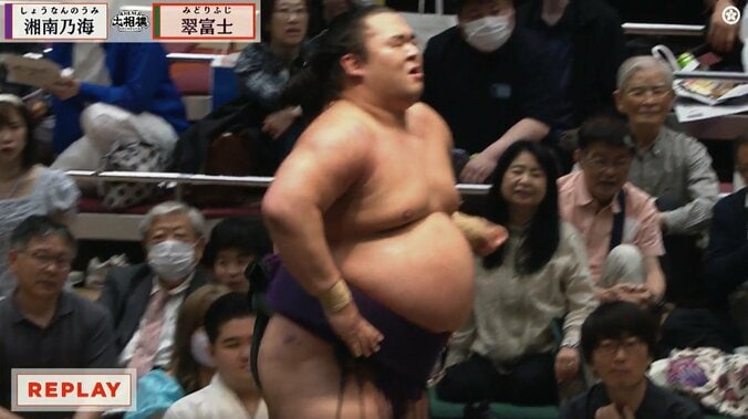 「えぇ!」一体、何が? 土俵を割った力士に軍配で館内騒然 直後のアナウンスに「あぁ!」納得の声 「こんな熱戦にこんなオチが」の反応も 2枚目