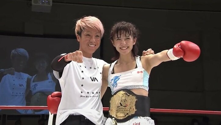 菅原美優、ファン時代に購入したK-1Tシャツで気合いの入場 成長見せる勝利でKrush女子王者に