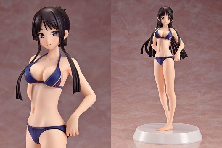 アニメスタイル 女性人物画 水着 水着を着て海に立っている猫と一緒にいるアニメの女の子 - SeaArt AI