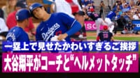 【映像】大谷の可愛いヘルメットタッチの瞬間