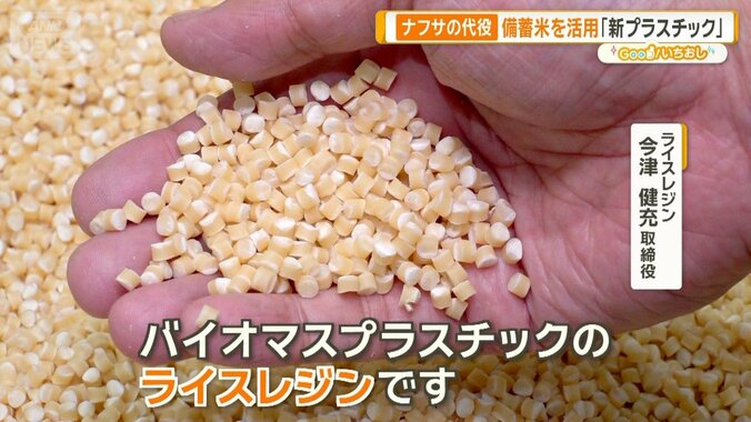 ナフサ代用にコメ？　備蓄米を活用「新プラスチック」　驚き加工技術「米ぬかインク」 1枚目