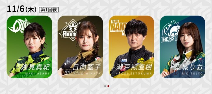 11月6日第1試合の出場選手