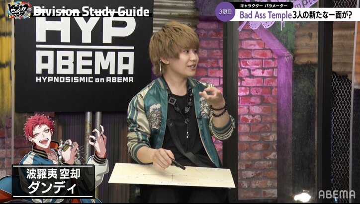 ダミヘを駆使した囁きキャラクターボイス披露に視聴者も大興奮 各ディビジョン＆キャラクターを紐解くレギュラー番組 ABEMAオリジナルシリーズ『ヒプノシスマイク Division Study Guide #2』