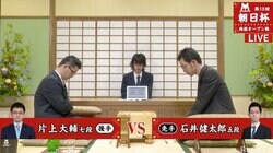 片上大輔七段 対 石井健太郎五段　現在対局中／将棋・朝日杯将棋オープン戦