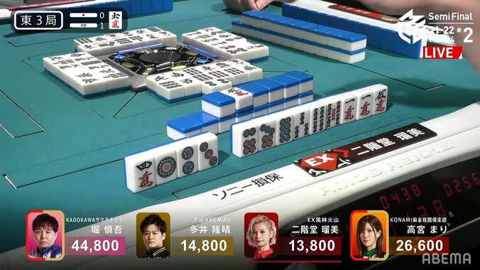 解説者も脱帽「これは僕にはアガれない」人気女流・二階堂瑠美、絶妙の見切りを披露／麻雀・Mリーグ 1枚目