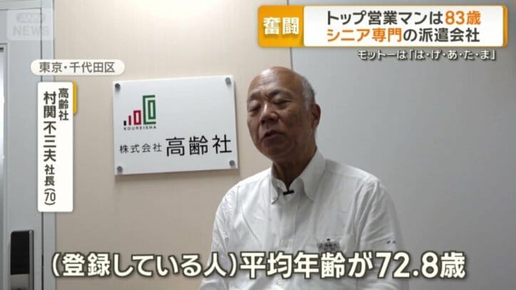 （登録している人）平均年齢が72.8歳