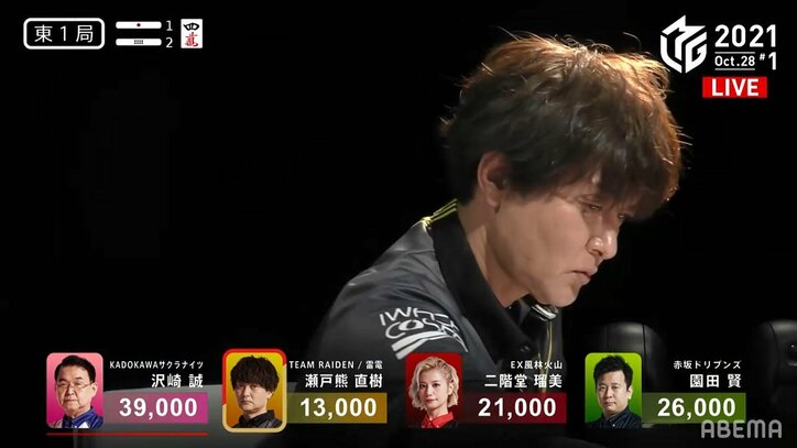 追撃の一発で勢い余った？瀬戸熊直樹の“トルネードツモ”が回り過ぎ ファン「これは激アツ」／麻雀・Mリーグ