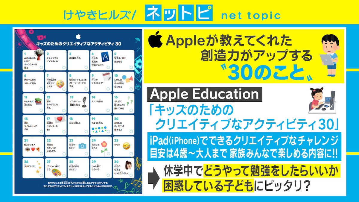 Apple コロナ禍のリモート学習に最適な キッズのためのクリエイティブなアクティビティ30 を公開 経済 It Abema Times