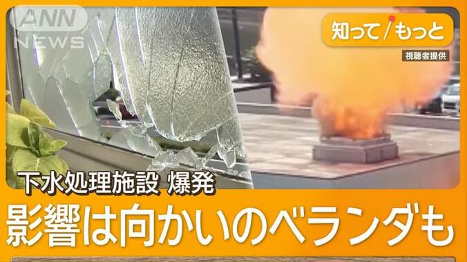 大阪市の下水処理施設で突然爆発　窓ガラス吹き飛び激しい炎　衝撃で車横転も 1枚目