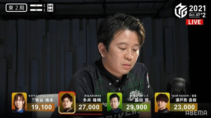 園田賢の“魔法力”が復活！まさかの鳴きがアガリに直結 ファン「天才」「園田マジック発動」と絶賛／麻雀・Mリーグ