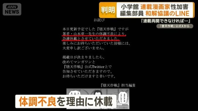 「体調不良」を理由に休載