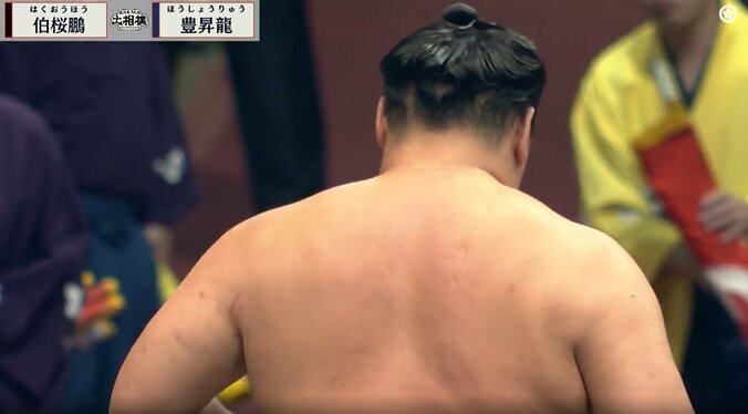 初日の豊昇龍の背中