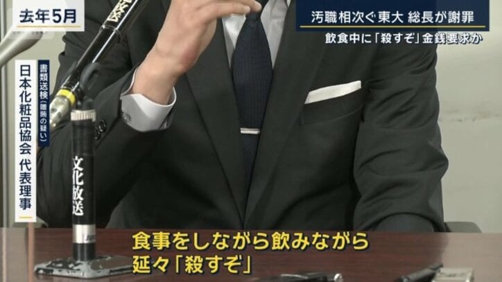書類送検（贈賄の疑い）日本化粧品協会　代表理事
