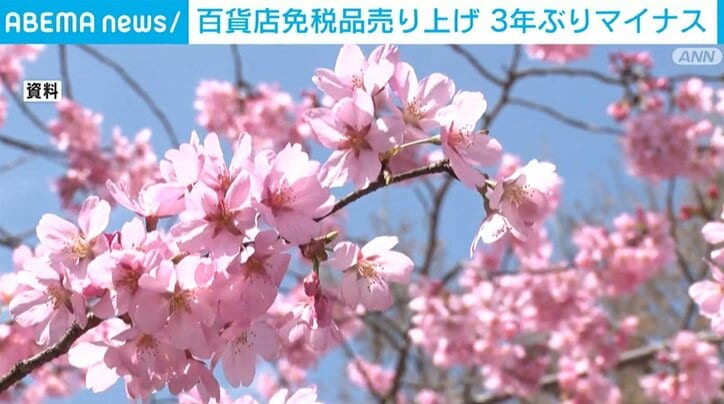 百貨店免税品売り上げ 3年ぶりマイナスに