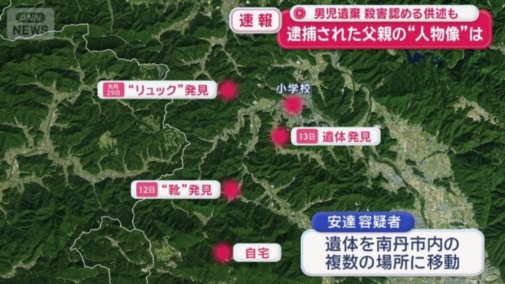 遺体を南丹市の複数の場所に移動