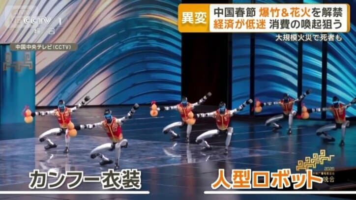 パフォーマンスを行う人型ロボット