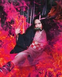 “着物女子”彩智子による「鬼滅の刃」禰豆子の自作衣装コスプレに「すごいクオリティ」と感嘆の声