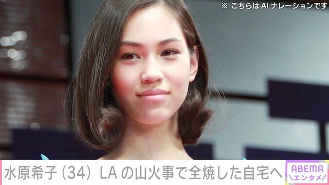 【写真・画像】LAの山火事で自宅全焼 水原希子、全焼の前と後を比較した玄関・浴室・リビングを公開 防護服でたたずむ姿も　1枚目