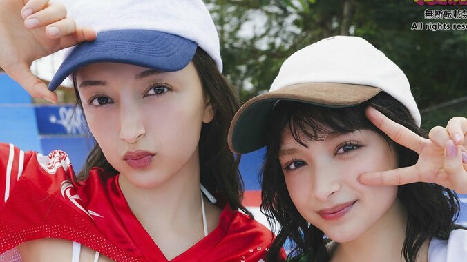 【写真・画像】“最強姉妹”Erika＆百瀬まりな、南国グアムで弾ける美ボディ ヤンマガWebカット　1枚目