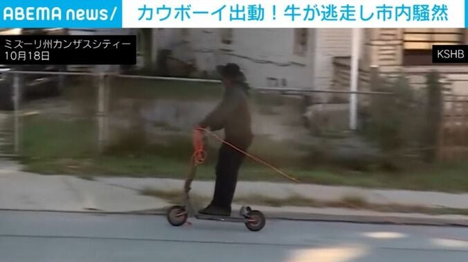 電動キックボードに乗った住民