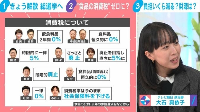 消費税について（各党）／大石真依子記者