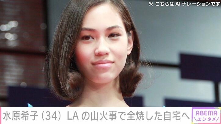 【写真・画像】LAの山火事で自宅全焼 水原希子、全焼の前と後を比較した玄関・浴室・リビングを公開 防護服でたたずむ姿も　1枚目