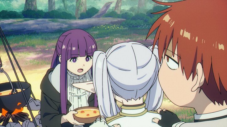 アニメ「葬送のフリーレン」7話場面カット フリーレン、フェルン、シュタルク