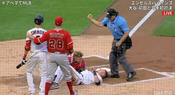 大谷翔平の元同僚、味方のユニフォームを引っ張りホームイン促す“珍事”に賛否 実況「初めて見た」と驚き