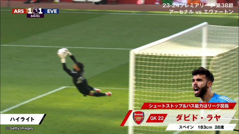 漫画かよ！ アーセナル守護神の“仰天キャッチング”が話題沸騰！「SGGK若林源三だ」「少林サッカー」スーパーセーブにファン驚愕の瞬間