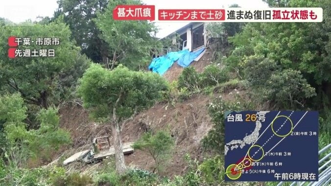 庭がまるごと30メートルほど崩れ落ちた