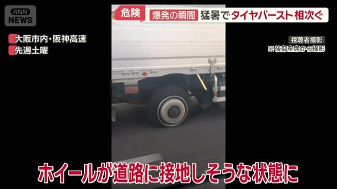 ホイールが道路に接地しそうになりながら走行