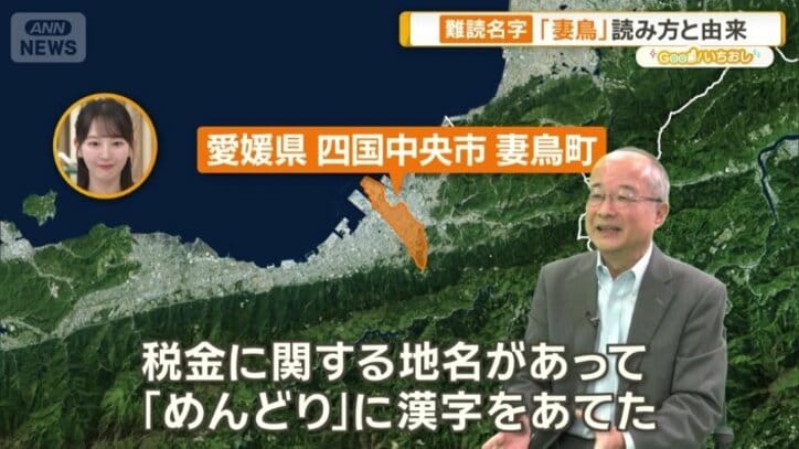 愛媛県にある「妻鳥」という地名