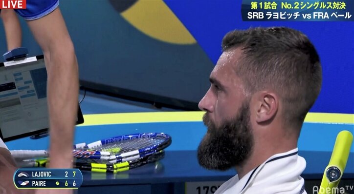 破天荒ペール、ネットのコールがなく“ブチ切れ”！ ラケットを2本粉砕【ATPカップ】