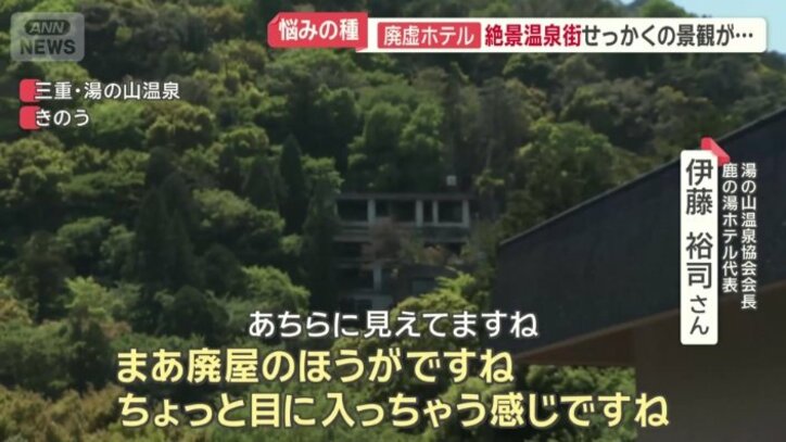 景色の片隅に、廃虚ホテル