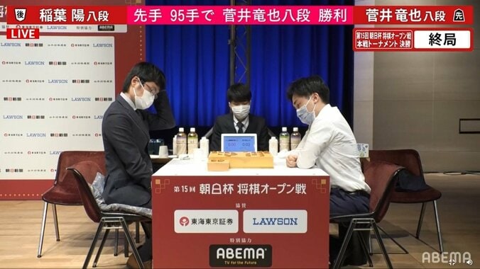 菅井竜也八段、兄弟子・稲葉陽八段下し初優勝！今年度、全棋士参加の早指し棋戦で二冠／将棋・朝日杯 1枚目