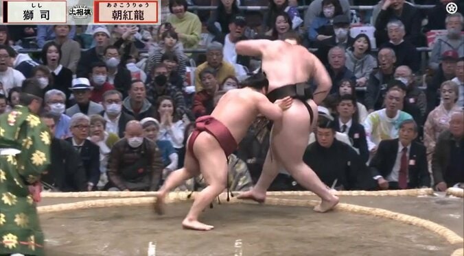 いきなり力士が“マッスルポーズ”を披露 隆起した筋肉美に「おぉ」館内どよめき 5枚目