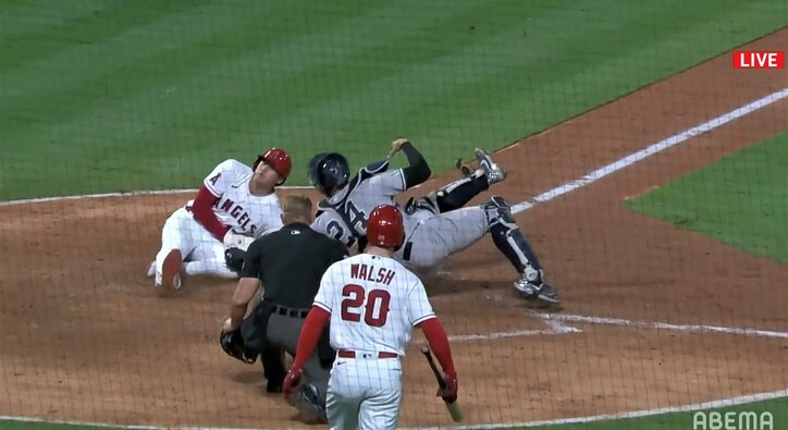 大谷翔平に「敬遠されてホームスチールまで決めるピッチャーなんて見たことない」驚嘆の声 ホームイン直後のワンシーンにも「３人でセーフとか何か笑える」反響