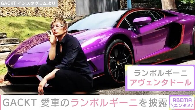 GACKT、紫色の愛車・ランボルギーニを披露 専属ドライバーをつけない理由を明かす 1枚目