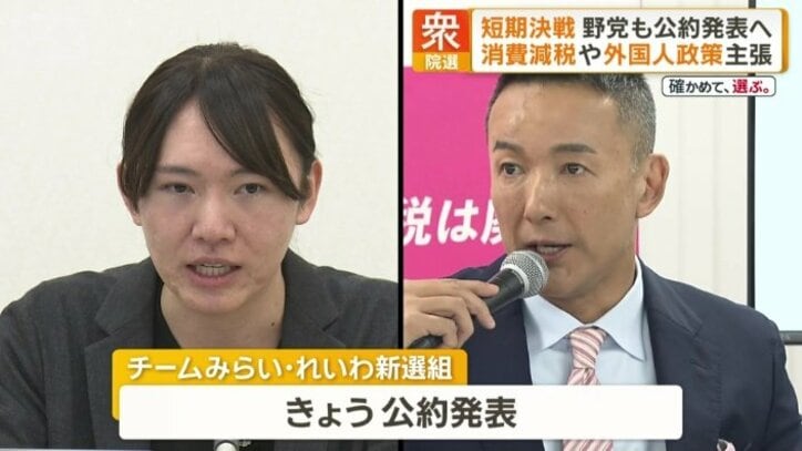 きょう公約発表するとしているチームみらいとれいわ新選組