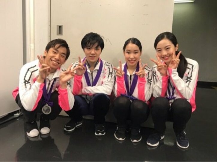 織田信成 本田真凛 宇野昌磨らと有名cmをパロディ 村上佳菜子との 全力変顔ショット も 話題 Abema Times