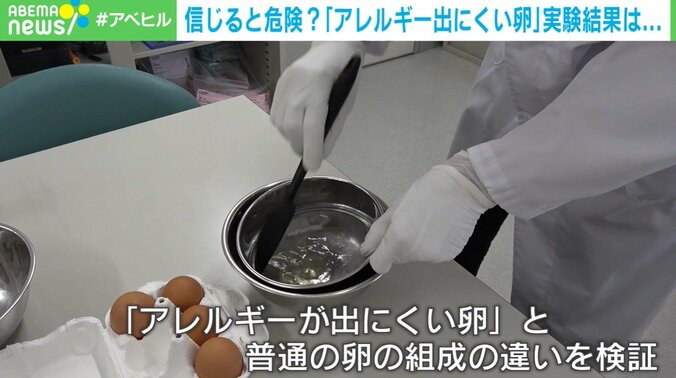 「アレルギーが出にくい卵」と普通の卵の組成の違いを検証